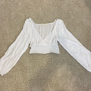 Pacsun White Long Sleeve Crop Top